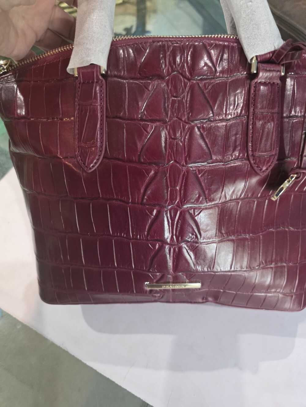New Brahmin Duxbury Elegant Croc-Embossed Satchel